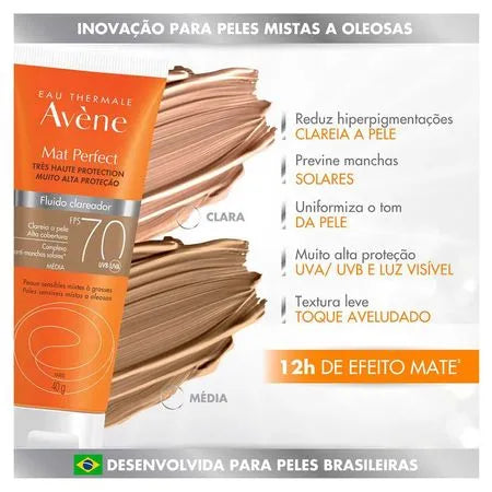 Avène Mat Perfect Kit com 2 Unidades – Protetor Solar Clareador com Cor FPS70 – Claro 40g Kit - Imagem 3