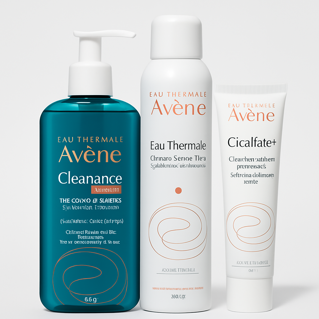 Kit Gel Facial de Limpeza Profunda Avène +Eau Thermale Avène – Água Termal + Creme Reparador Protetor